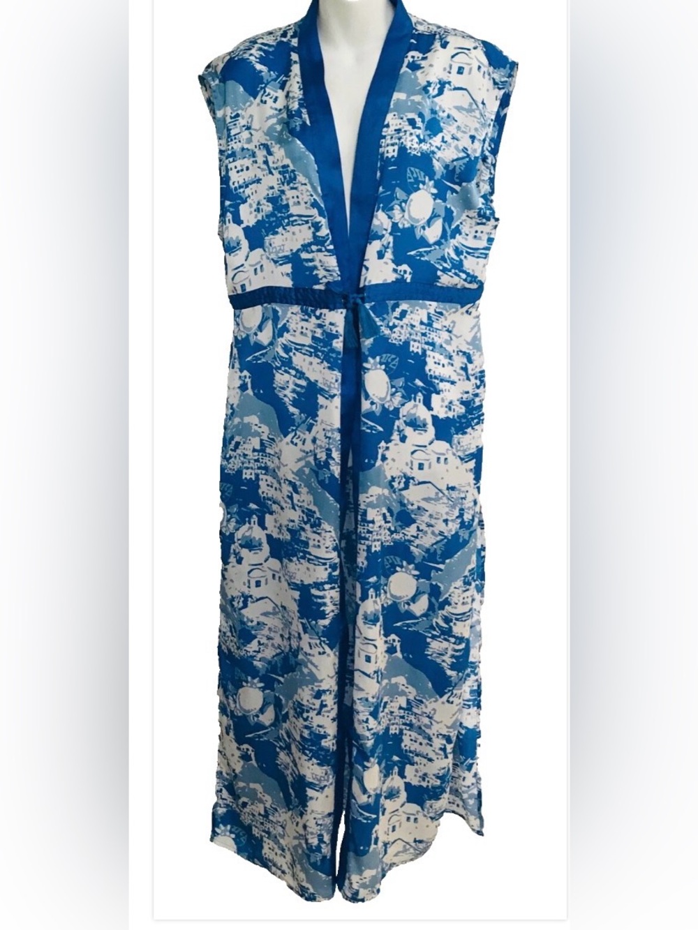 G By GIULIANA Amalfi Sorrento ITALY Scenic  Print Chiffon DUSTER M